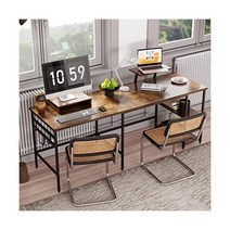 Wildhome 51 L Shape Desk Long 모니터 스탠드 코너 게이밍 데스크 홈 오피스 워크스테이션 테이블 2인용 컴퓨터 3개의 헤드폰 후크 데스크Vintage Oak, Vintage Oak Finish, 51 In