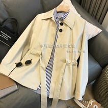 트렌치코트카키 새는 것을 줍다 전문점 철회함 잔품명세서 거물급 여성의류 육문 허리보정 쇼트 점퍼 겨울 3387901903