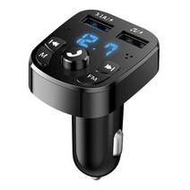 듀얼 B 차량 충전기 QC 3.0 블루투스 5.0 디지털 디스 이폰 12 13 프로 화웨이 삼 휴대 전화 충전, 검은색