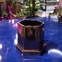 도기화분 모던 육각 11x11cm, 골드