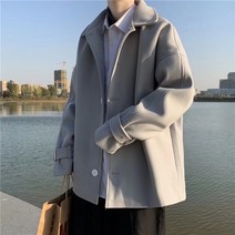 A05 남성 롱 코트 슬림핏 빅사이즈 바람막이 트렌치 럭셔리 블랙 카라 아우터 레트로 뉴트로