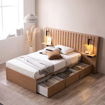 [삼익가구]메종 프리미엄 빅수납 호텔 침대 SS Q K 슈퍼싱글 퀸 킹, 03. 킹 침대(라텍스7존독립매트 포함), 오크