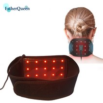 목마사지기 안마기 EstherQueenLED 레드 라이트 테라피 넥밴드 660nm amp 850nm 근적외선 치료 어깨 목 통, 한개옵션0
