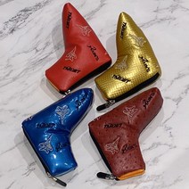 (정품)타겟 골프 TARGET TK 지퍼형 일자형 반달형 퍼터 헤드커버, 오스트리치 레드