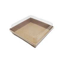 [직] 정사각 샌드위치 트레이 DRP-14 크라프트 박스/400세트 (뚜껑포함 세트발송)