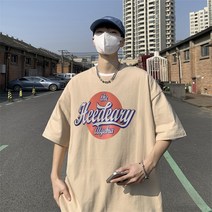 반팔나염티 260 g 순면 코튼 부풀다 프린트 플라워 남자 2스타일리쉬 빅사이즈 와이드 루즈핏 트렌드 4995657882