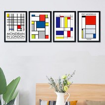 몬드리안 Mondrian 그림액자 (A4 4점 1세트) 인테리어그림 인테리어액자 인테리어소품 명화 명화액자, 3번
