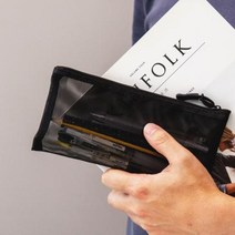 단순생활 메쉬 펜 파우치 플랫, 화이트
