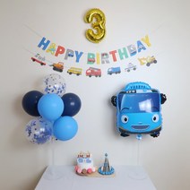 타요풍선 생일파티세트 두돌생일상 캐릭터 자동차풍선 두돌상 1000일, 타요세트 C, 6