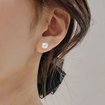 [초콜리트쥬얼리] 925실버 로지 왕진주 포인트 미니 데일리 핵진주 포스트 귀걸이