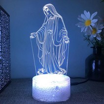 예수 3d led 램프 침실 야간 조명 액션 기독교 그림 아바타 성경 축복 처녀 방 장식 선물 루스, 06+Black base 7colours