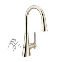 Moen 9126EWNL Kurv Collection Motionsense 웨이브 센서 터치리스 원 핸들 하이 아크 풀다운 모던 주방 수도꼭지 파워 클린 광택 니켈 431552, Polished Nickel_Touchless 2nd