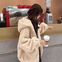 로미홀리 여성 양털후드 집업 루즈핏 빅사이즈 양털 집업 자켓