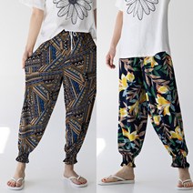 스타일에스 여자 냉장고 스판 패턴 밴딩 스트링 여름 쿨 항아리 바지 조거 팬츠