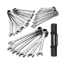 기어라이브 라쳇콤비네이션렌치세트 SAE 메트릭 22피스 14인치에서 34인치 618mm 크롬 바나듐강 캐리어 포함