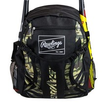 Rawlings Savage 청소년 야구 가방 - 아동용 배트 내구성 있는 백팩 2개 보관 울타리에 걸 수 후크 포함 블랙/카모, Black / Camo, Black / Camo