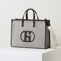 헤지스 H로고 소가죽 패치 다크브라운 토트백 라지사이즈