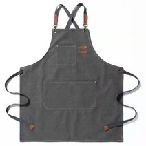 꿀템수집소 바리스타 앞치마 데님 까페 공방 화방 네일샵 미용실 캔버스 앞치마, 차콜