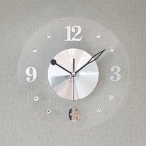 투명 무소음 벽시계 (실버), 색상:실버