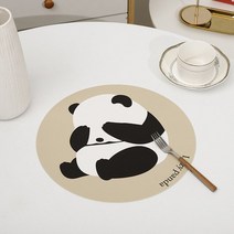 온수 매트 새로운 중국 복고풍 테이블 매트 레드 팬더 서양 음식 방수 및 오일 작은 단열, 02 Diameter 30cm