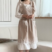 안나 프릴 원피스 예쁜 공주 앞치마 꽃집 어린이집 까페 공방 에이프런, 핑크, 1개