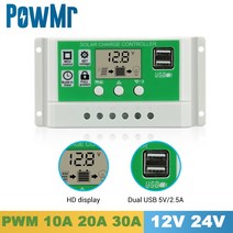 [해외]Y-SOLAR 30A 20A 10A PWM Solar Charge Controller 리튬 배터리 납축전지 12V 24V Auto with Dual USB Solar