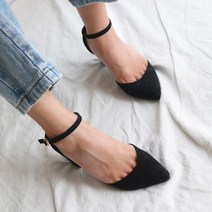 쿨샵 여성 발목스트랩 스웨이드 미들힐 7cm 스트랩