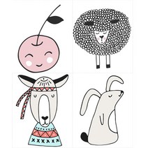 원단킹 3D전사지]5종류(98219), 9번 쫑긋토끼