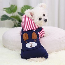 강아지 겨울옷 아우터 방한복 코트 조끼 외투 야상 반려견 점퍼 패딩 무스탕 양털옷, 네발 스트라이프 자수 곰 장미
