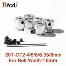 3D 프린터 부품 액세서리 GT2 20 치아 보어 4/5/6/6.35/8mm 타이밍 알루미늄 풀리 오픈 동기 벨트에 적합, 02 4mm_01 6mm_06 10pcs