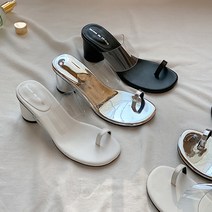 엄지 쪼리 투명 PVC 뮬 슬리퍼 힐(6cM)