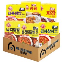 오뚜기 3분요리 6종(3분짜장+3분카레약간매운맛+김치참치덮밥소스+낙지덮밥소스+제육덮밥소스+춘천닭갈비덮밥소스), 1세트