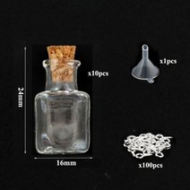 [케이로] 473119 코르크 마개가 있는 소형 미니 유리병 항아리 100 개 아이 나사 및 1 작은 깔때기 DIY 보석 만들기 5-10, 6HA set