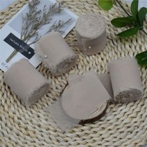 수제 4 개 4cm x 5.5m 실크 쉬폰 프린지 리본 마모 가장자리 청첩장 꽃다발 선물 포장 장식 플랫레이, 4cmx5.5m 4pcs, Champagne