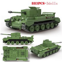 군사 전투 WW2 팬더 타이거 킹 탱크 빌딩 블록 IS-2M no. 4 K 2 무거운 육군 도시 벽돌 난감 선물, 04 Cromwell Tank