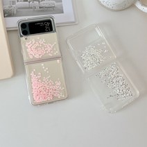썬 핸드폰 케이스 갤럭시 Z플립3 갤럭시 Z플립4 투명 아크릴 글리터 커버 케이스