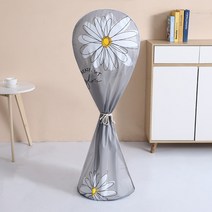PEVA 수직 선풍기 커버 방수 팬 먼지 커버 모든 것을 포함하는 바닥 서 유니버설 팬 커버 선풍기 커버 라운드 헤드, 회색 해바라기, 전체 패키지 착륙