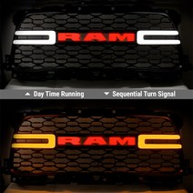 닷지 램에 적합한 전면 그릴 2500 LED 조명 포함, 02 With Red Led Letter
