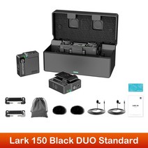 마이크 콘덴서 Hollyland Lark 150 전문 듀얼 무선 라펠 라발리에 DSLR 카메라 노트북 라이브 방송 인터뷰 브이로그, 2.Black DUO Standard