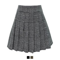 캐치버디 젤나 울 체크 플리츠 여성 골프 주름스커트 치마 바지 가을 겨울(2colors)