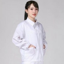 Ogfaour 여름작업복상의 제전분체복 화이트지퍼 쇼트 워크 가을 방진복 무진복 제전복 정전기 방지, 화이트 상의_XXXL, 1개