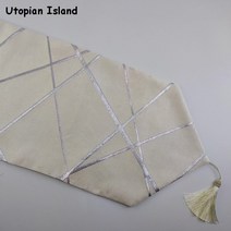 자갸드유럽풍러너 자가드천러너 식탁가운데러너 거실장테이블보 금색테이블러너 서랍장러너 티비다이레이스 매화러너 반짝이러너 피아노테이블러너 거실장러너 현대 장식 줄무늬 자카드 크리스마스, 300x30cm, 베이지 화이트