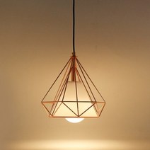 LED 다이아 1등 펜던트 블랙 카페 식탁 포인트조명, 로즈골드
