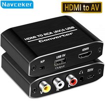 Navceker-HDMI-RCA 컨버터 호환 AV/CVSB L/R 비디오 박스 HD 1080P 1920*1080 60Hz HDMI2AV 지원 NTSC PAL 출력 HDMIToAV, EU Power Plug