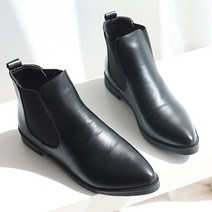 드레시백 하몬드 블랙 심플 플랫 워커 앵클 밴딩 첼시 부츠 2.5cm