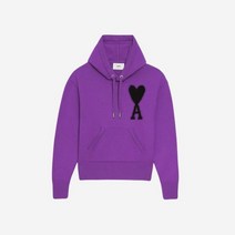 아미 빅 하트 로고 오버사이즈 인타르시아 후드 퍼플 블랙 AMI de Coeur Oversize Intarsia 후드 Purple Black