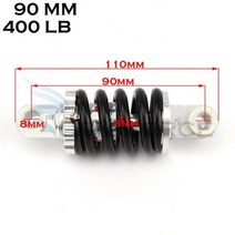 90MM 100MM 125MM 150MM 180MM 190MM 200MM 후면 서스펜션 충격 47cc 49CC 미니 모토 ATV 쿼드 전기 스쿠터 포켓 바이크, [02] 90MM(400LB)