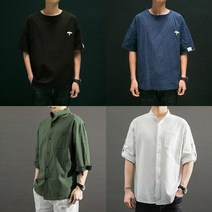 남성 린넨 베이직 오버핏 셔츠&티셔츠 (상의 2종 택1)