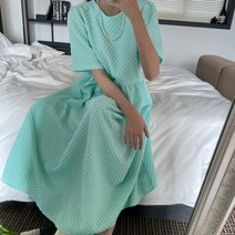 지지미 맥시 롱원피스 반팔 볼륨 원피스 컬러 바캉스 훌 원피스