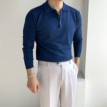 로니제이 남자 기본핏 머슬핏 부드러운 무지 카라 니트